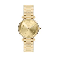 Fossil Damen-Uhr Carlie Analog Quarz Edelstahl-Armband Gold-Ton ES5465