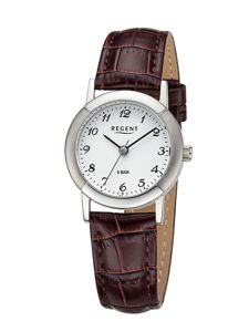 Regent Damen-Uhr Analog Quarz Leder-Armband Braun 25 mm F-1443