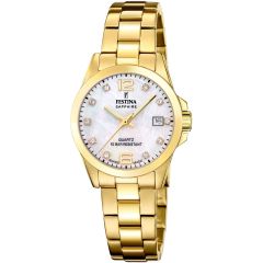Festina Damen-Uhr Swiss Made Quarz Edelstahl-Armband Gold-Ton F20050/1