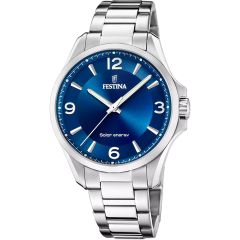 Festina Herren-Uhr Energy Blau Solar Edelstahl-Armband F20656/2