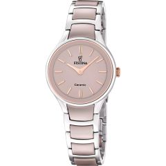 Festina Damen-Uhr Keramik Ros&eacute; Analog Quarz Edelstahl-Armband F20752/2