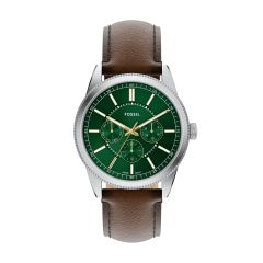 Fossil Herren-Uhr Pearson Multifunktion Analog Quarz Leder-Band FS6137