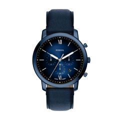 Fossil Herren-Uhr Neutra Blau Chronograph Quarz Leder-Armband FS6168