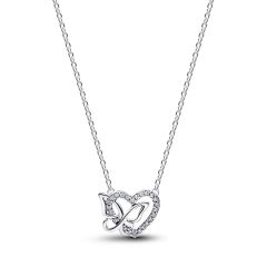 Pandora Halskette-Anh&auml;nger Herz und Schmetterling Silber 394477C01