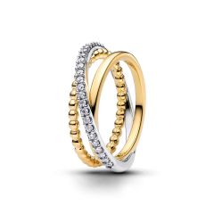 Pandora Ring Dreifaches Band Gekreuzt 14K Vergoldet 164826C01