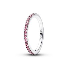 Pandora Ring Funkelnder Rosafarbener Pav&eacute;-Band Silber 192999C02