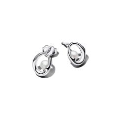Pandora Essence Ohrstecker Oval Organisch Perlen Silber 293295C01
