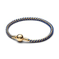 Pandora Armband Blaue Kordel Kastenkette 14K Vergoldet 563816C02