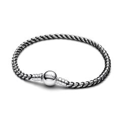Pandora Armband Schwarze Kordel Kastenkette Silber 593816C02