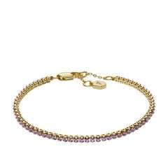 Fossil Tennisarmband Ellis Pav&eacute; Glitz Amethyst Metall Goldton JA7306710