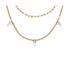 Fossil Halskette Mehrreihig Ellis Glitz Edelstahl Gold-Ton JF04894710