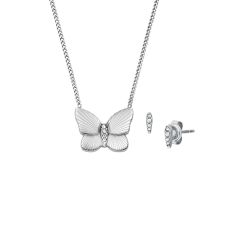 Fossil Schmuck-Set Halskette Ohrstecker Butterfly Edelstahl JF04935SET