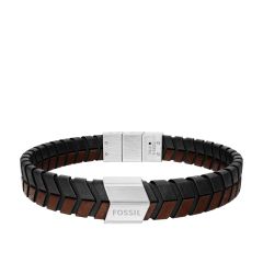 Armband f&uuml;r Herren von Fossil aus geflochtenem braunem Leder