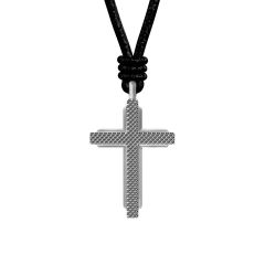 Fossil Halskette mit Anh&auml;nger Kreuz Edelstahl Leder Schwarz JF05006040