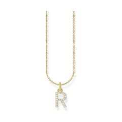 Thomas Sabo Halskette mit Anh&auml;nger Buchstabe R Vergoldet KE2257-414-14