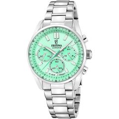 Festina Unisex-Uhr Boyfriend Gr&uuml;n Chronograph Edelstahl-Band F20753/1