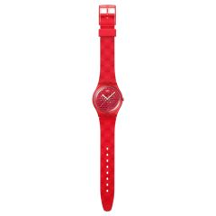 Swatch Armband-Uhr Love In Scarlet Quarz Silikon-Band SO28Z122