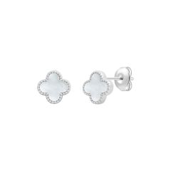 Xenox Ohrstecker Damen Clover Perlmutt Sterling-Silber XS10097