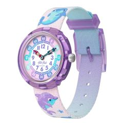 Flik Flak M&auml;dchen-Uhr Happy Dolphins Quarz Textil-Band FBNP255