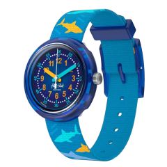 Flik Flak Jungen-Uhr Shark Gang Analog Quarz Textil-Band FPNP187