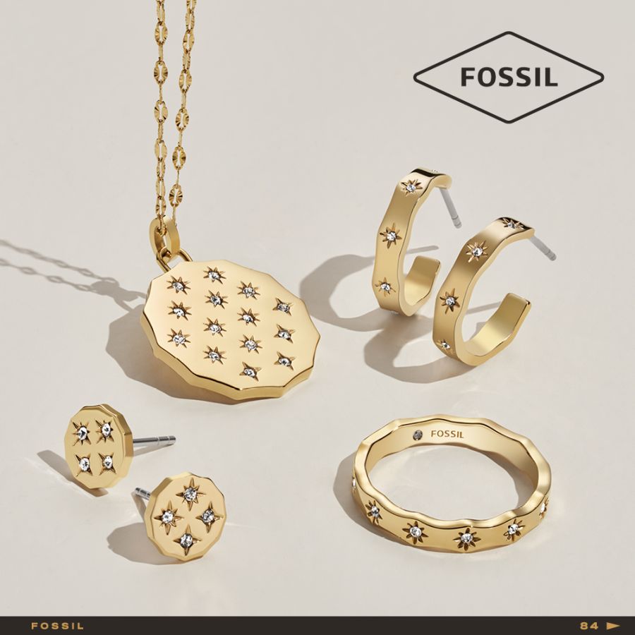 Fossil JF04382710 Halskette mit Anhänger Damen Sadie Scalloped Edge  Goldfarben | Karat24