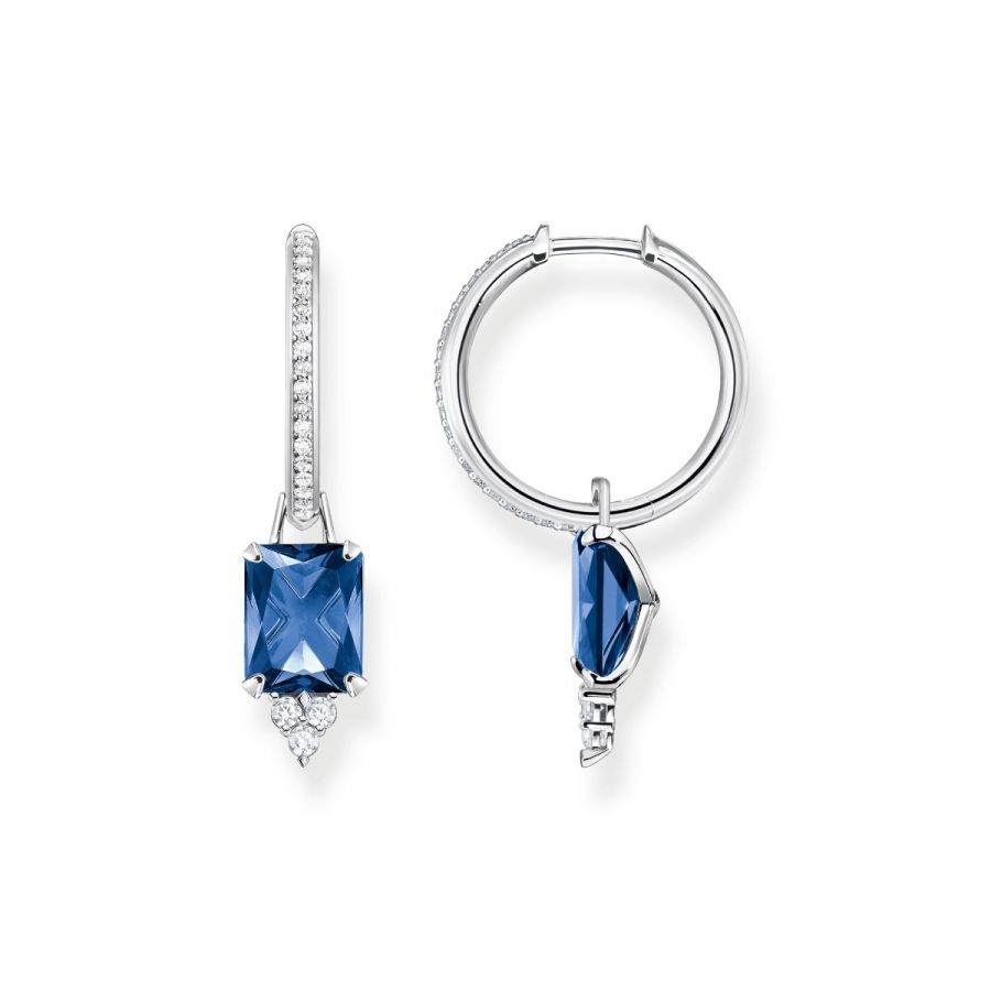 Thomas Sabo CR684-166-1 Creolen Ohrringe Damen mit Blauem Stein Zirkonia  Silber | Karat24