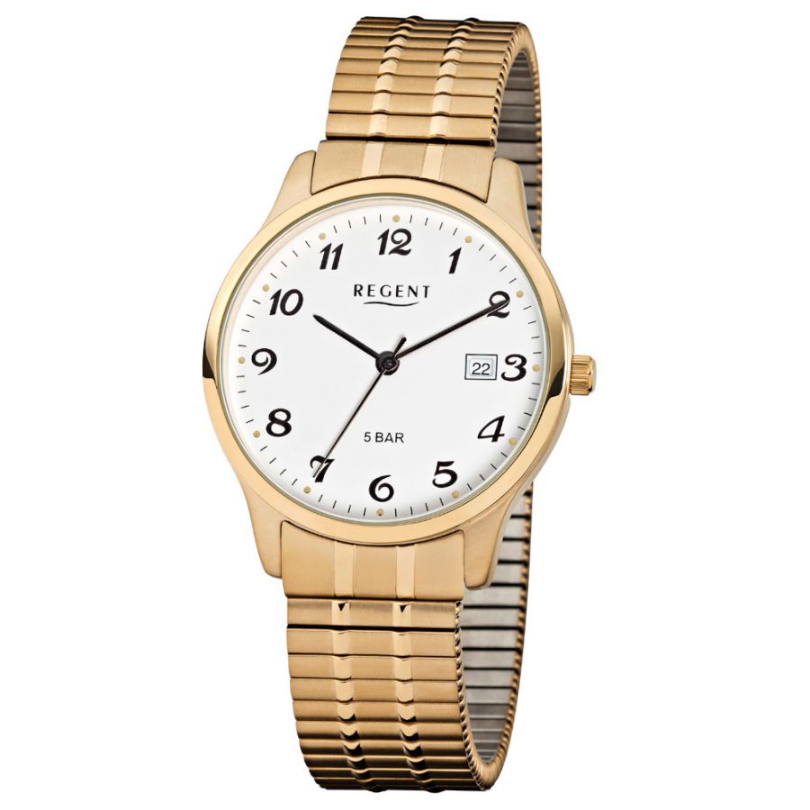 | Analog 36 Gold IP Ø Regent Quarz Herren-Uhr mit mm F-876 Karat24 Zug-Armband