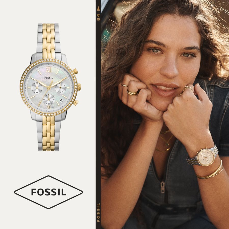 Fossil ES5241 Damen-Uhr Carlie Analog Quarz mit LiteHide-Leder 