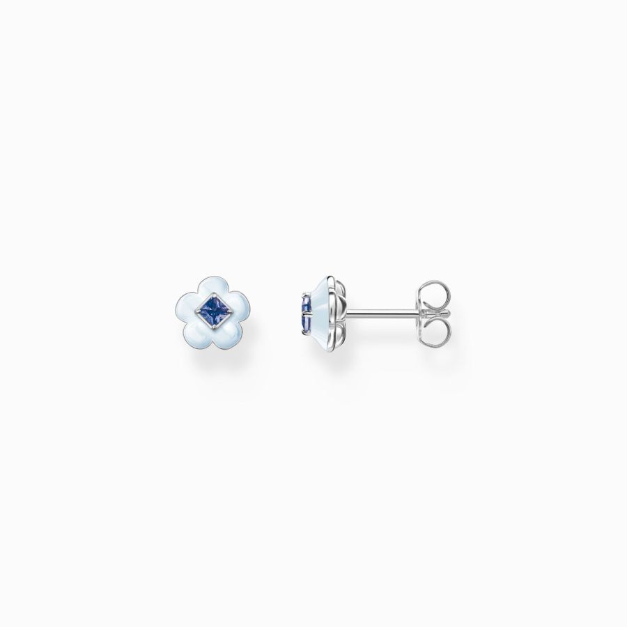 Thomas Sabo H2269-496-1 Ohrstecker Ohrringe Damen Blume mit Blauem Stein  Silber | Karat24