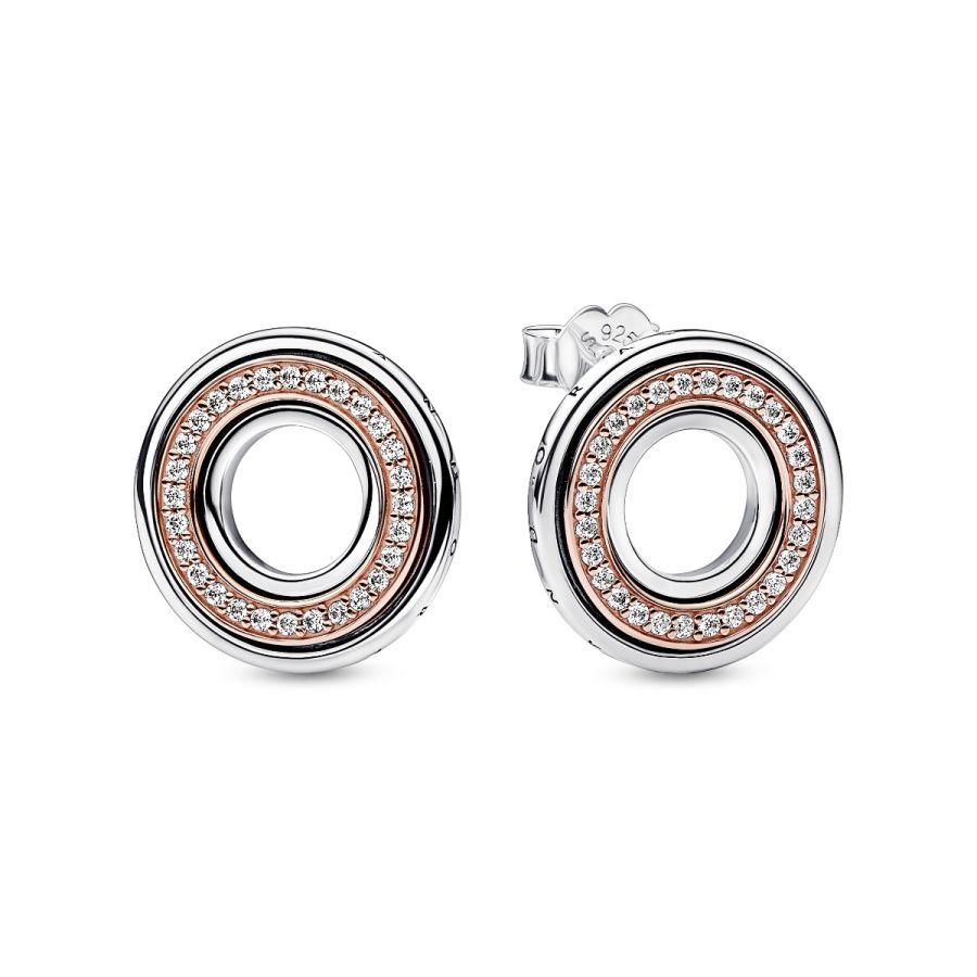 Pandora 282780C01 Ohrstecker Damen Signature Bicolor Logo & Pavé 
