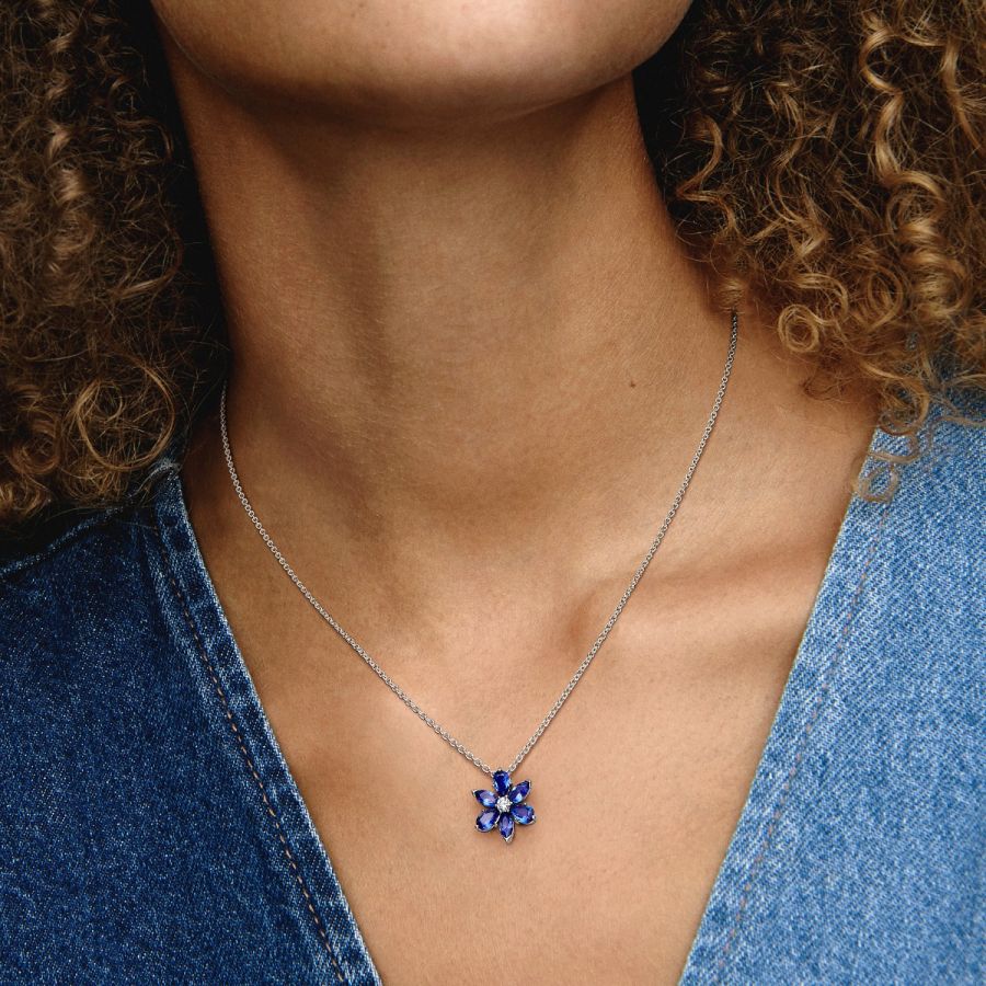 Pandora 392387C02 Halskette Anhänger Funkelnde Blaue Herbarium 