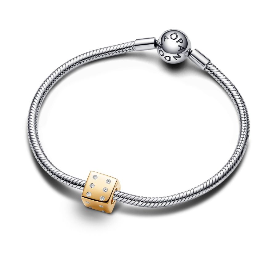 Pandora 761269C01 Charm Damen Funkelnder Würfel Zirkonia Vergoldet  