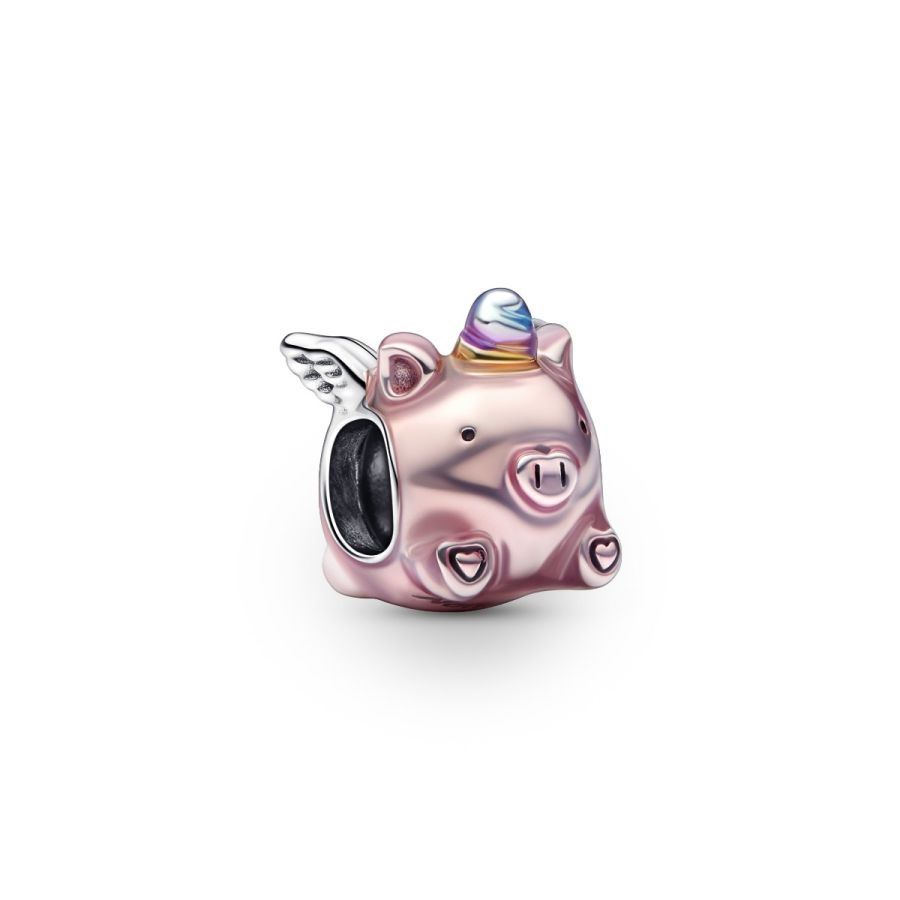 Pandora 792573C01 Charm Damen Fliegendes Einhorn Schwein Rosa 