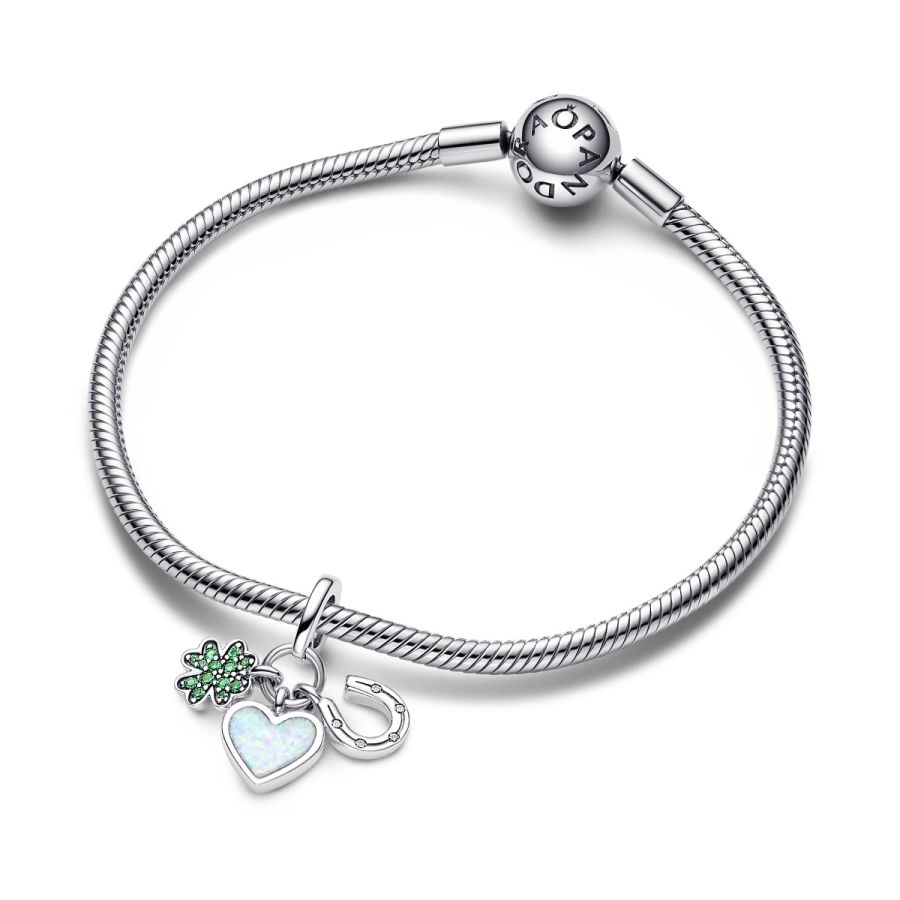 Pandora 792755C01 Charm-Anhänger Vierblättriges Kleeblatt Herz 