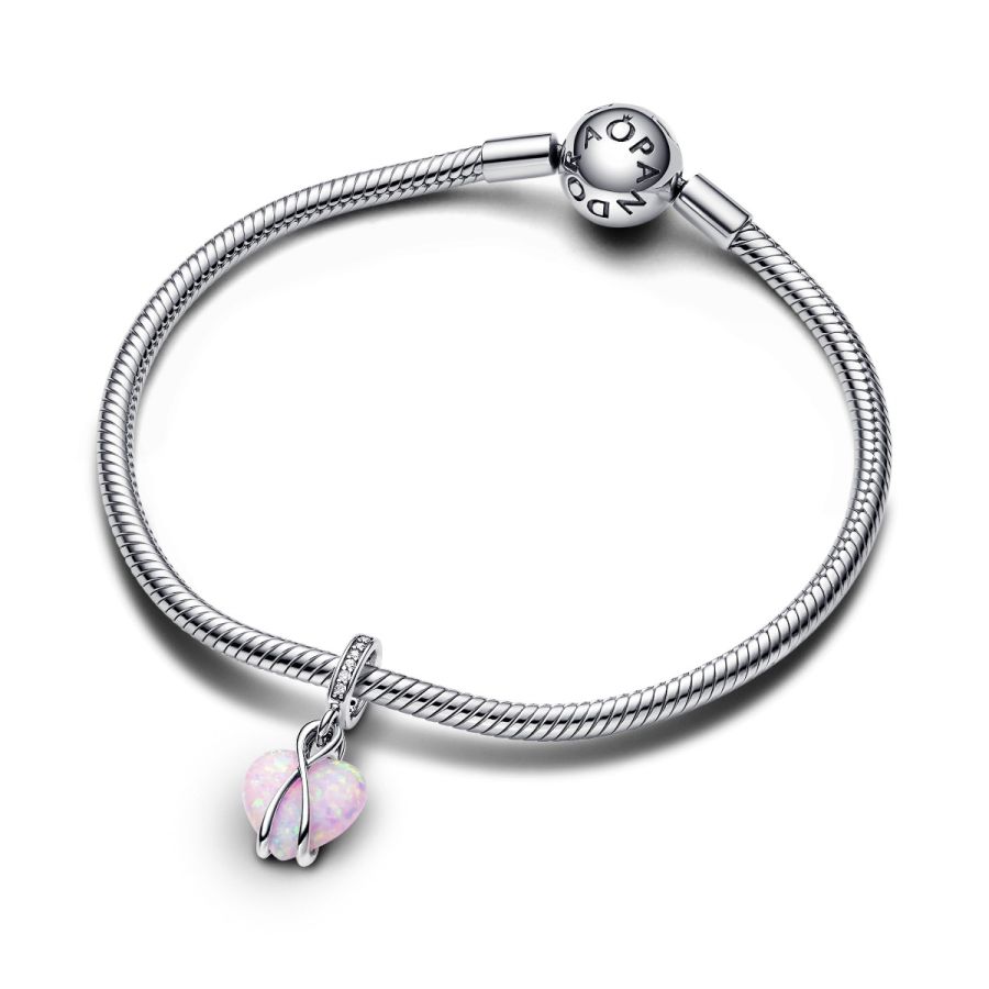Pandora 793202C01 Charm-Anhänger Mum Schillerndes Herz Opal Silber 
