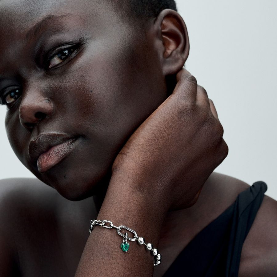 Pandora Me Mini-Charm-Anhänger Damen Chakra Herz Grün Silber  