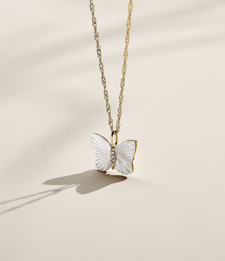 Fossil JF04424710 Halskette mit Anhänger Damen Wings Butterfly Perlmutt  Gold-Ton | Karat24