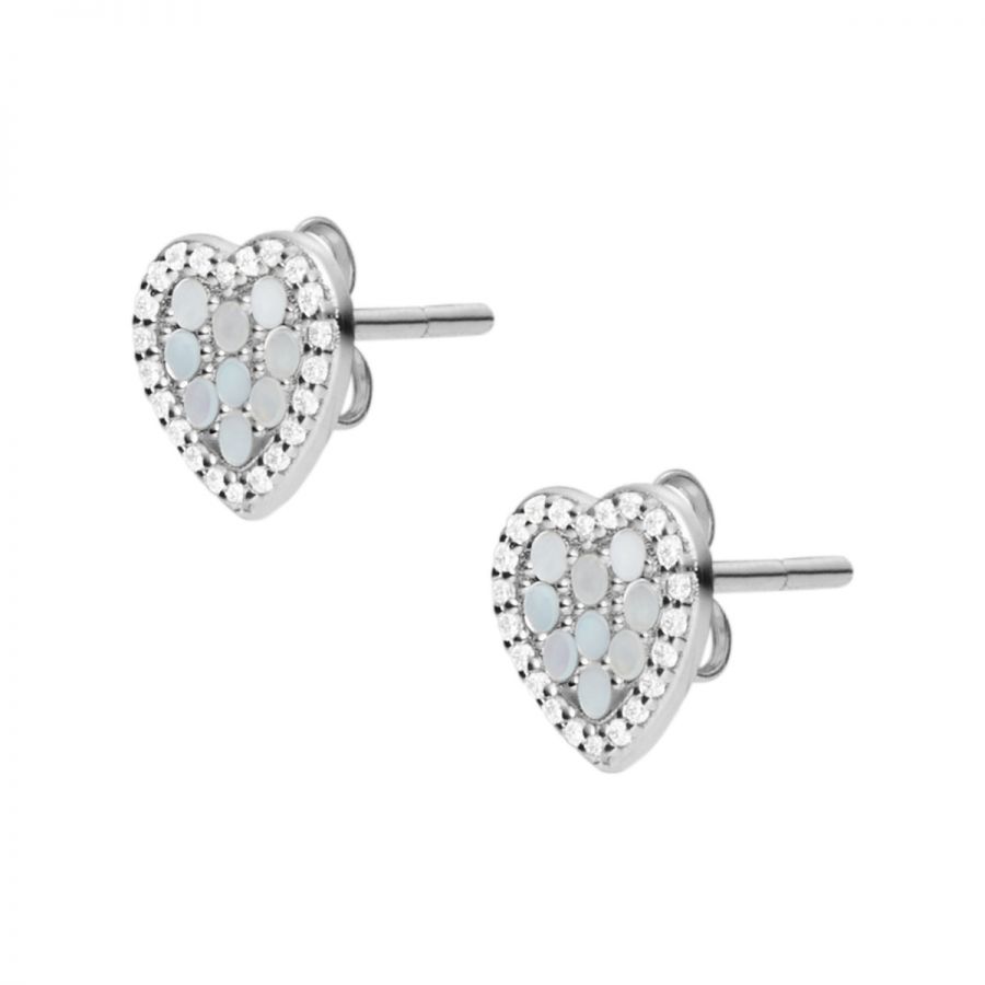 Fossil JFS00568040 Ohrstecker Damen Elliott Hearts Perlmutt Blau 