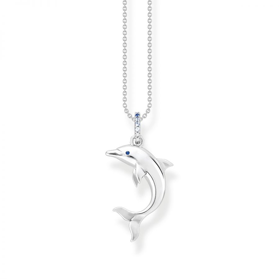 KE2144-644-1 Silber Halskette Steine Delfin | mit Thomas Karat24 Blaue Damen Sabo Anhänger