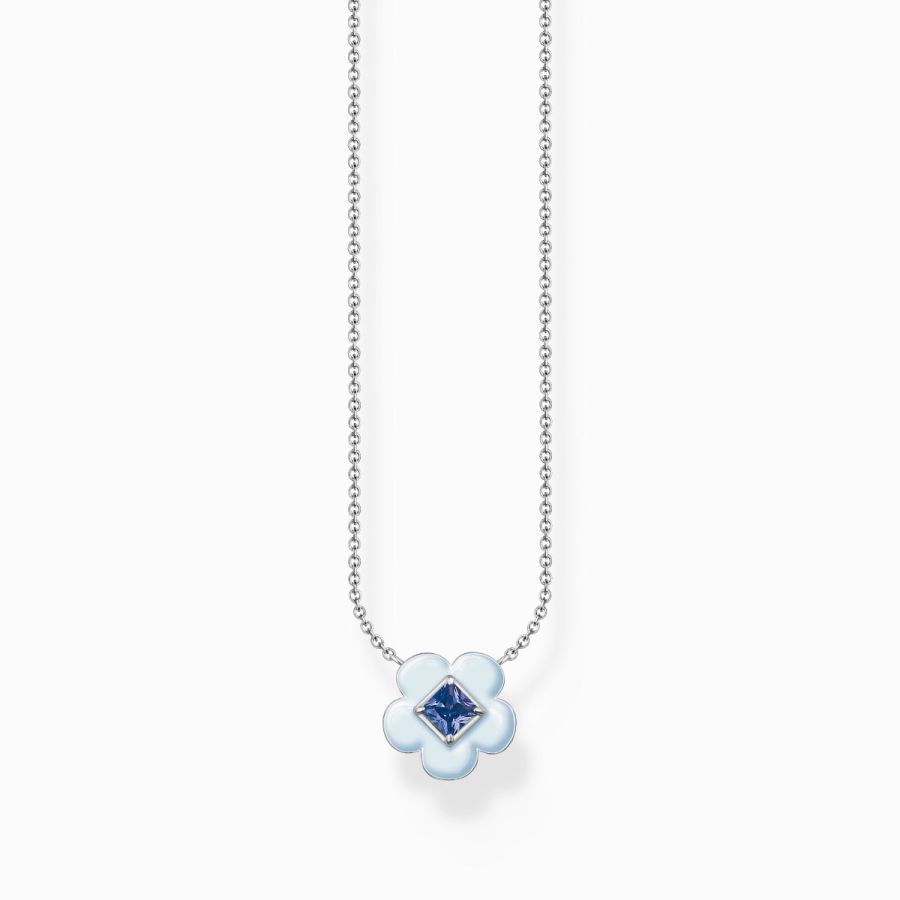 Thomas Sabo KE2185-496-1 Halskette mit Anhänger Damen Blume Blauer Stein  Silber | Karat24