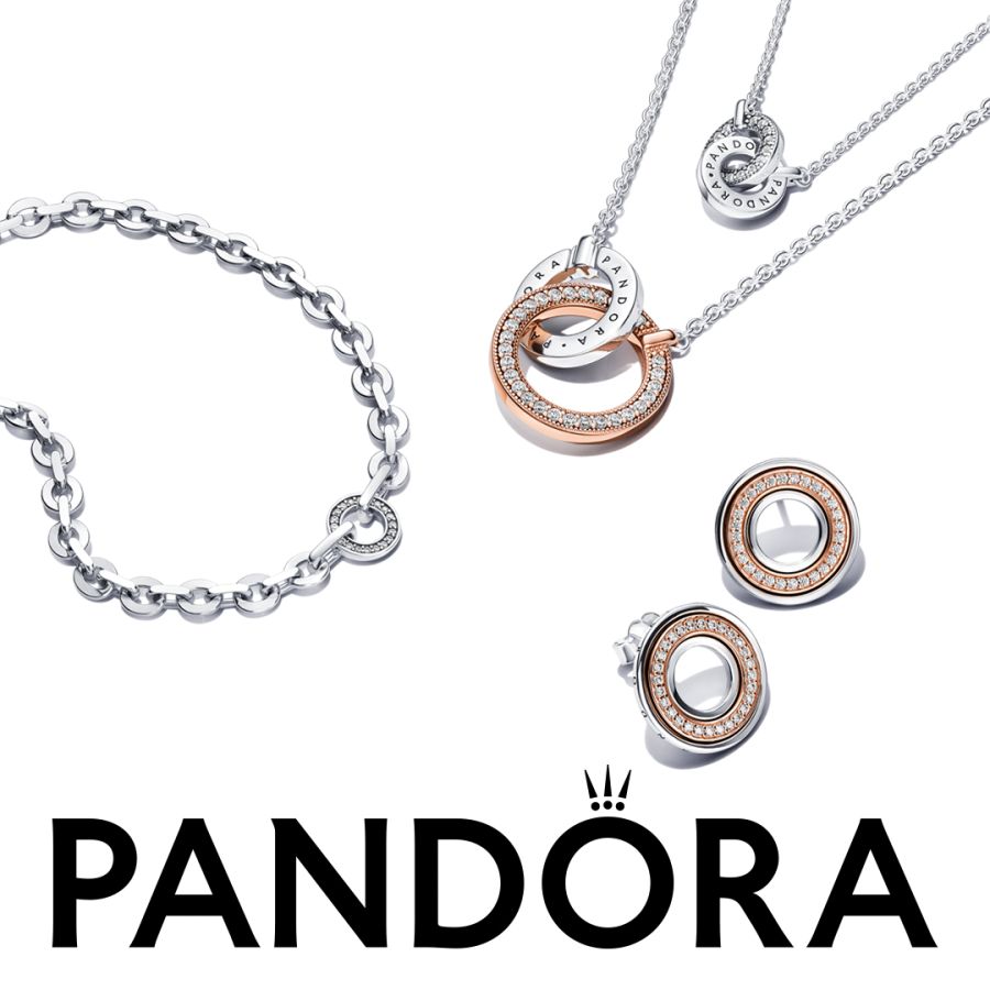 Pandora 282780C01 Ohrstecker Damen Signature Bicolor Logo & Pavé 