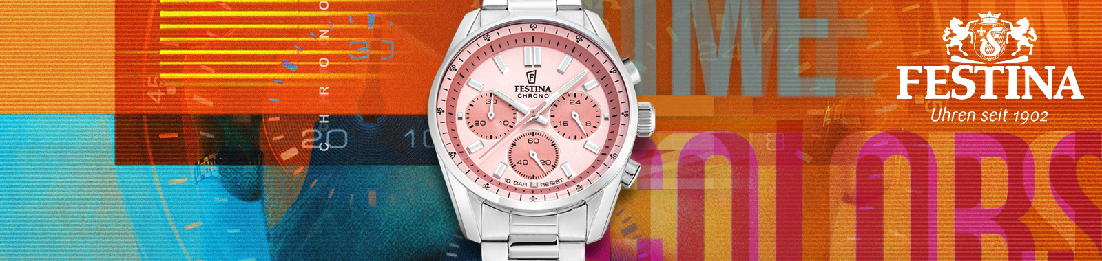 Festina Damen Uhren Kategorie Bild Banner Chronograph Rosa Zifferblatt