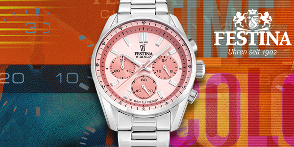 Festina Damen Uhren Kategorie Bild Banner Chronograph Rosa Zifferblatt